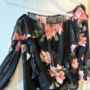 Black ruffle off shoulder top